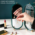 Jewellery Box Organiser with Mirror - Foldable Exquisite Dustproof Jewelry Storage